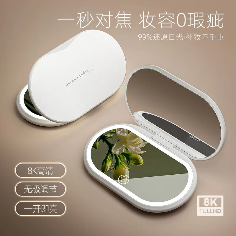 Foldable LED Smart Makeup Mirror | Portable Handheld Lit Mirror LED Makeup Mirror QXL