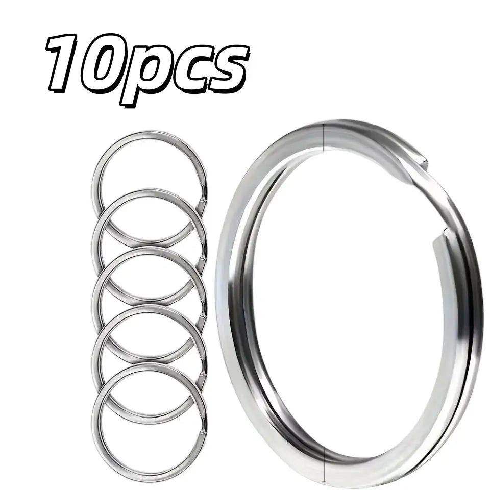 10-Pack 304 Stainless Steel Key Rings – 1" Flat Split Rings Stainless Steel Key Rings QXL 10pcs