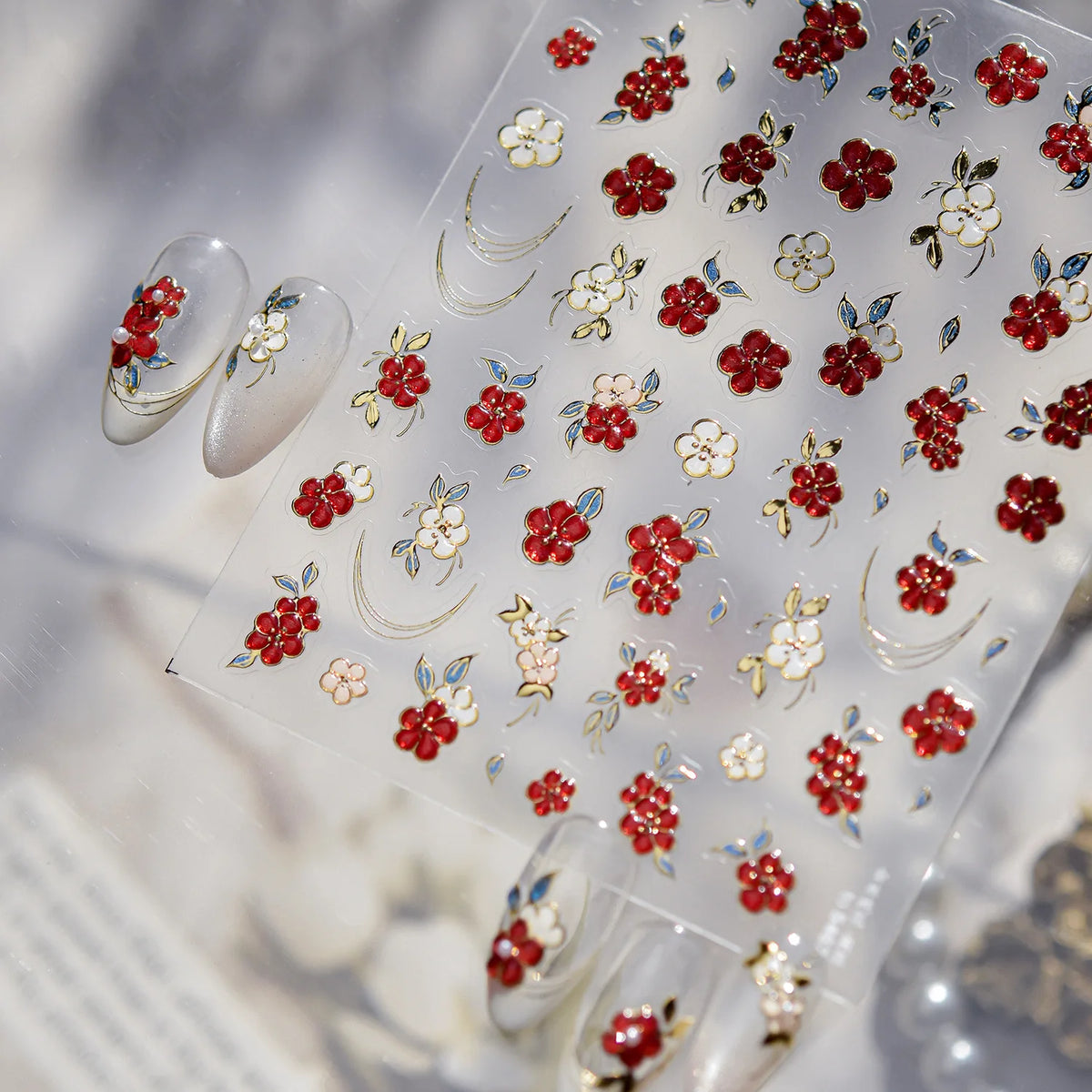 5D Chinese Style Nail Stickers – Plum Blossom Nail Decals Nail Art Stickers QXL