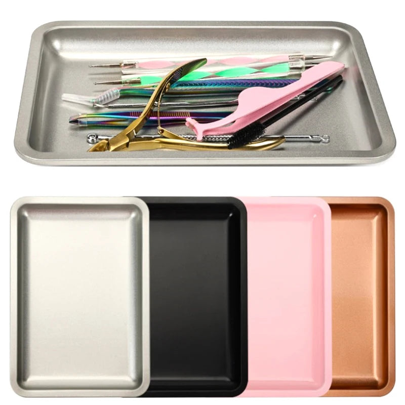Stainless Steel Nail Art Tray | Polish & False Nail Organizer Nail Art Storage Tray QXL