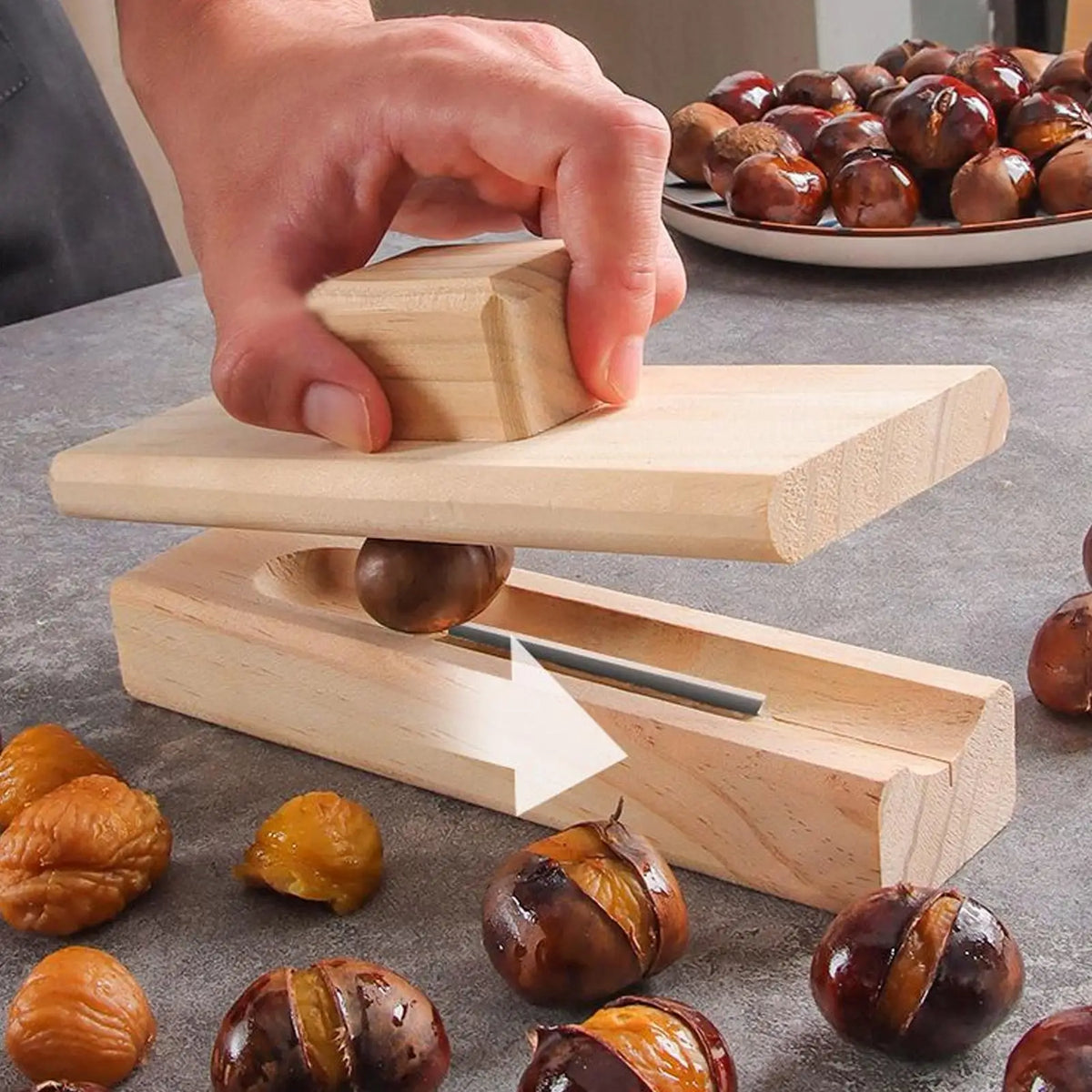 Heavy-Duty Wooden Nut Cracker & Chestnut Opener Tool Nut Cracker Tool QXL