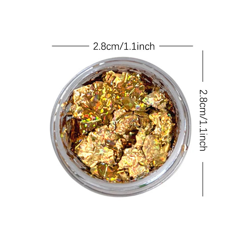 Gold Foil Flakes Nail Art Glitter | DIY Nail Decoration Box Nail Art Foil QXL