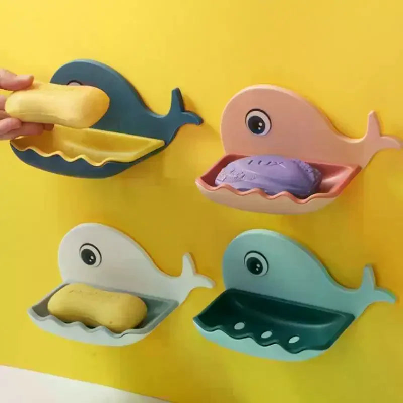 Whale-Shaped No-Drill Soap Dish | Double-Layer Drainage Soap Dish QXL
