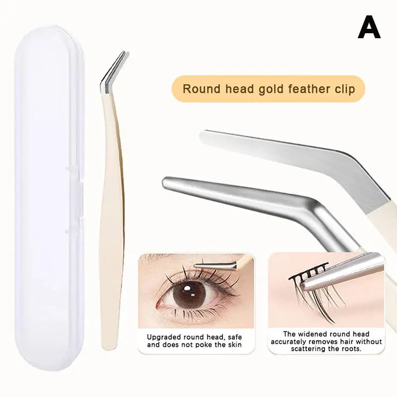 Precision Eyelash Tweezers Set with Storage Case | 4 Tips Eyelash Extension Tweezers QXL A
