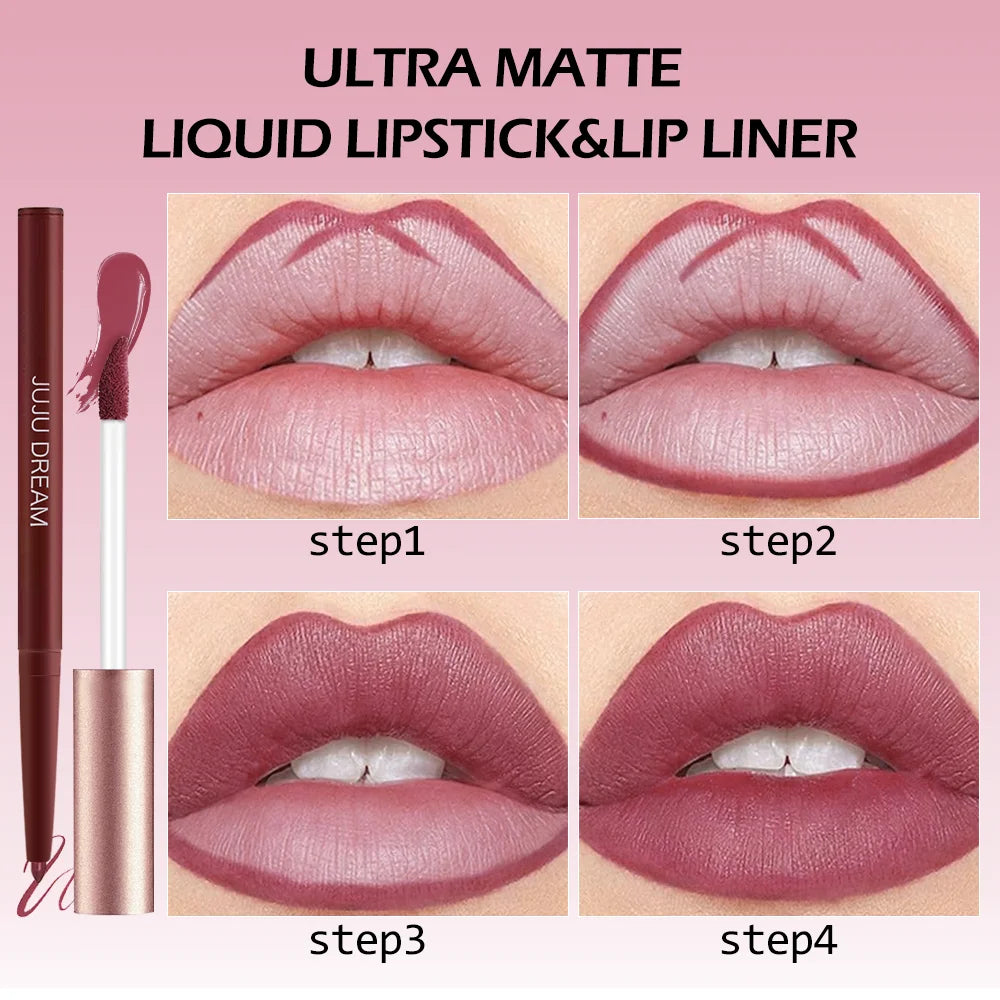 JUJU Dream Matte Lip Gloss & Lip Liner Set – 2-Piece Duo Lip Gloss & Liner Set QXL