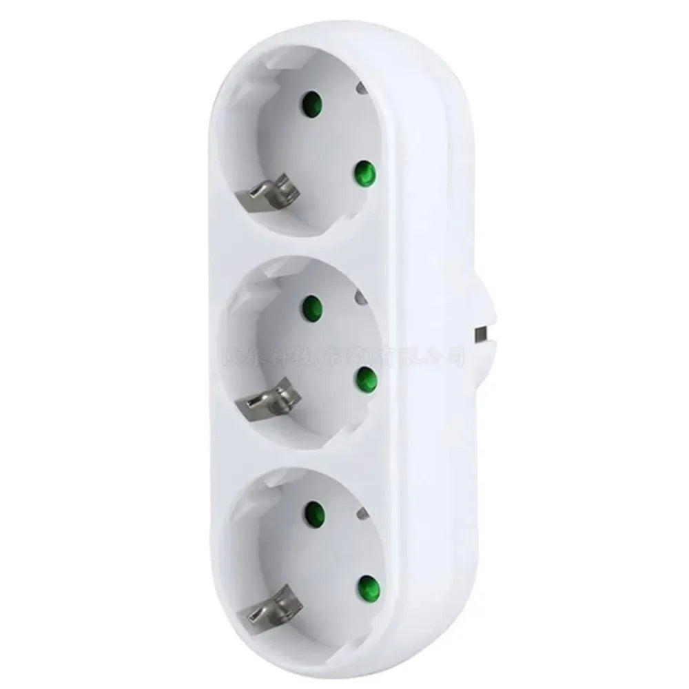 EU Plug 1-to-3 Way Power Adapter | European Outlet Extender Power Outlet Adapter QXL 1 to 3 No Switch EU Plug