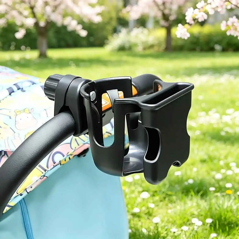 2-in-1 Baby Stroller Cup & Phone Holder | Black Stroller Accessory QXL