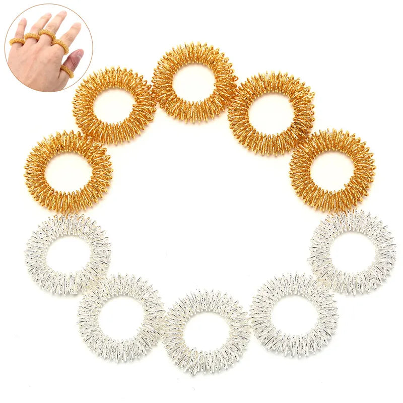 5-Pack Metal Finger Massage Rings | Acupressure Hand Massager Finger Massage Ring QXL