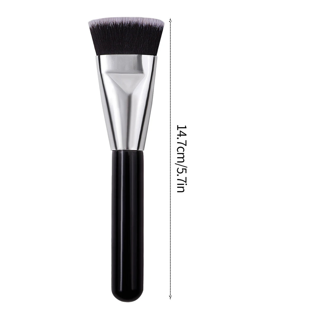 Flat Head Foundation & Contour Makeup Brush | Silver Tube Makeup Brush QXL