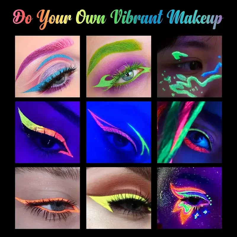 VERONNI 6-Pc UV Neon Glow Face & Body Paint Set | Liquid Liner UV Neon Body Paint QXL