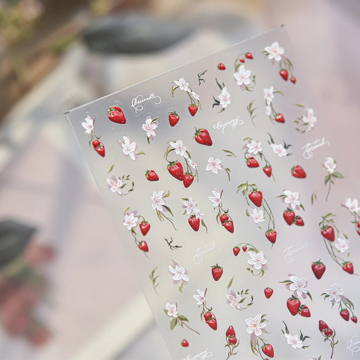 5D Nail Stickers – Rabbit, Strawberry & Cherry Blossom Decals Nail Art Stickers QXL