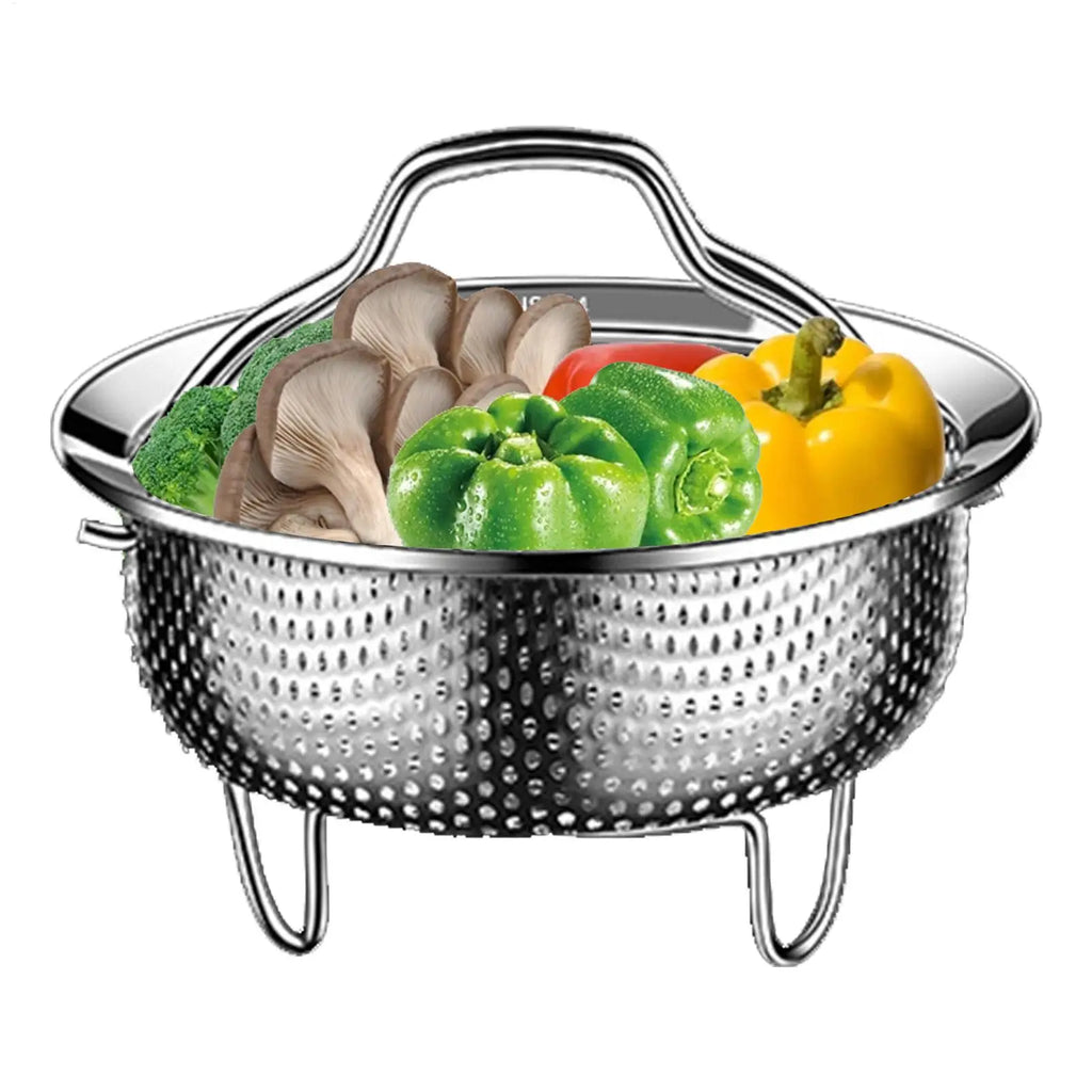 304 Stainless Steel Steamer Basket with Handle | 3 Sizes Steamer Basket QXL