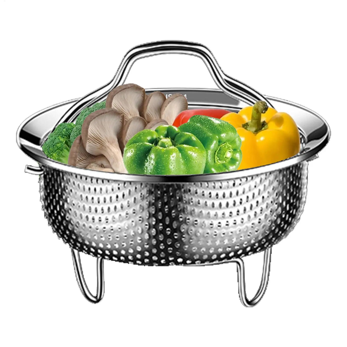 304 Stainless Steel Steamer Basket with Handle | 3 Sizes Steamer Basket QXL