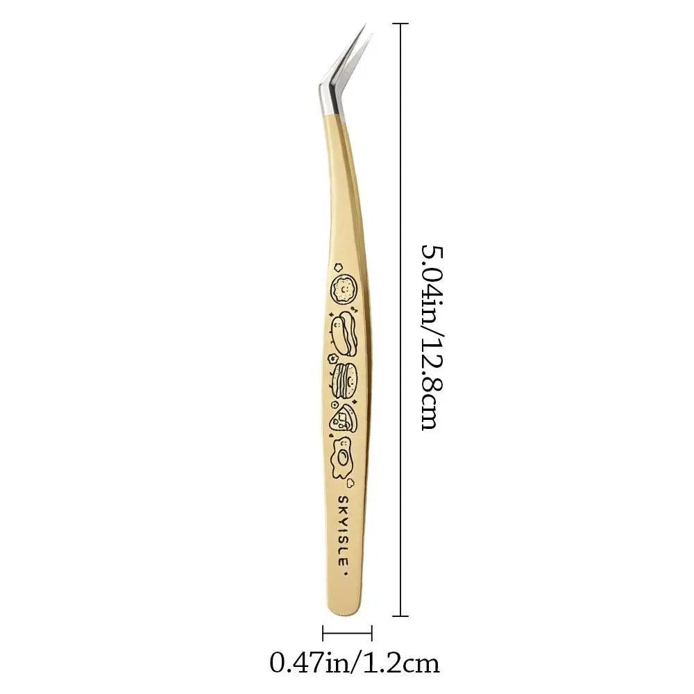 Curved Lash Extension Tweezers | Cartoon Anti-Static Steel Lash Extension Tweezer QXL