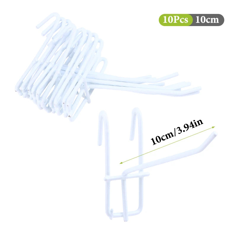 10-Pack Iron Wire Mesh Grid Hooks 3.3mm | 5–20cm Display Wire Grid Hooks QXL 10cm White