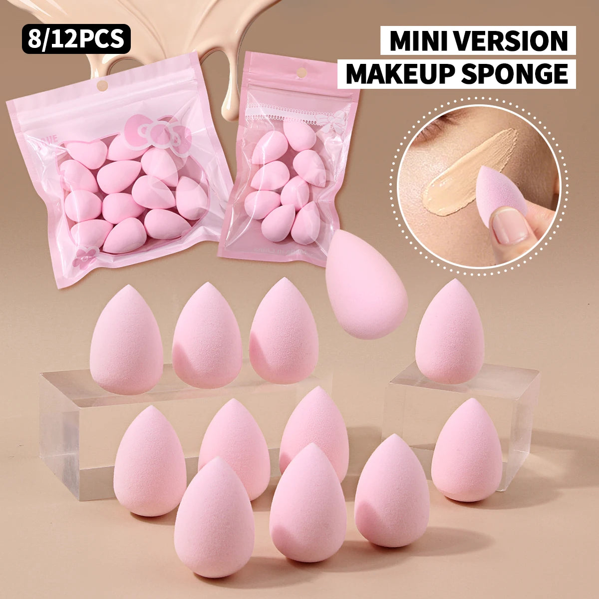 KOSSHOW Mini Teardrop Makeup Sponges 8/12-Pack | Latex-Free Makeup Sponge Set QXL