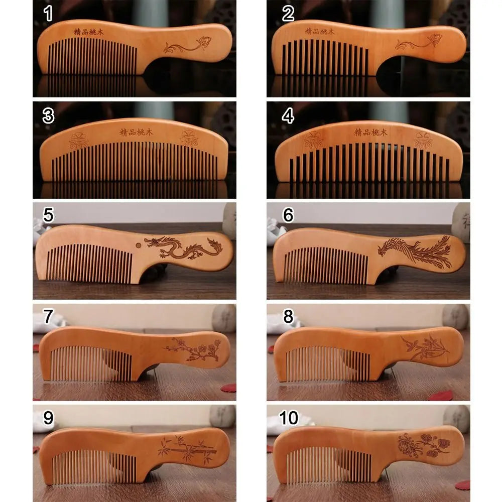 2-Pack Peach Wood Comb | Anti-Static Fine Tooth Hair & Beard Wood Hair Comb QXL