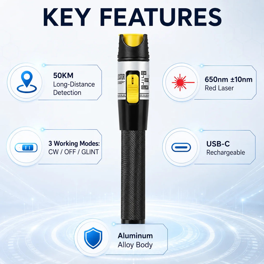 K-C15 50KM Visual Fault Locator | 650nm Fiber Optic Tester Pen Fiber Optic Tester QXL
