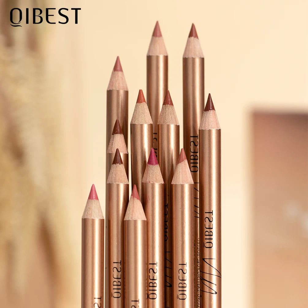 QIBEST 12-Pc Waterproof Matte Lip Liner Set | Nude Shades Lip Liner Set QXL