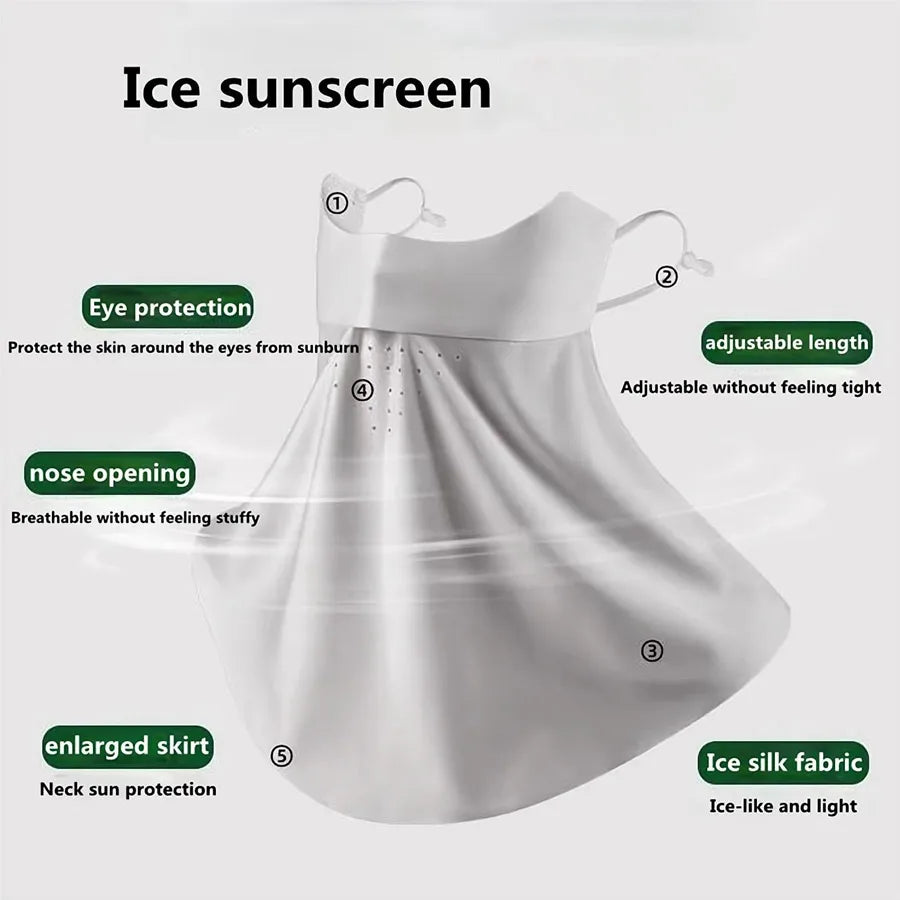 2-in-1 UV Protection Ice Silk Face Mask | Breathable Outdoor UV Face Mask QXL