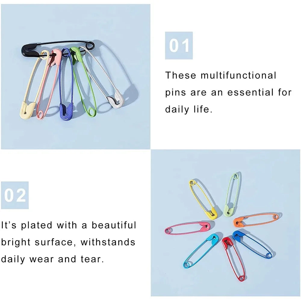 Colorful Safety Pins 10/50/100-Pack | Stainless Steel Sewing DIY Safety Pin Set QXL