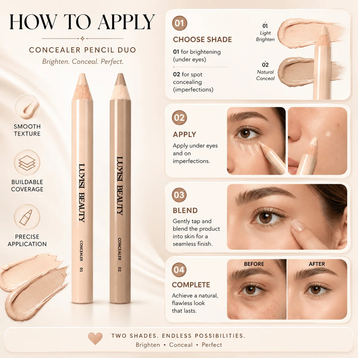 Creamy Waterproof Concealer Stick | High Coverage Matte Finish Concealer Stick QXL