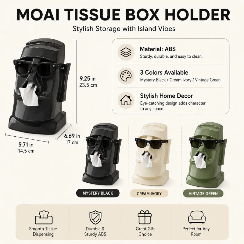 Moai Statue Tissue Box Holder | Headphone & Glasses Stand Desktop Tissue Holder QXL