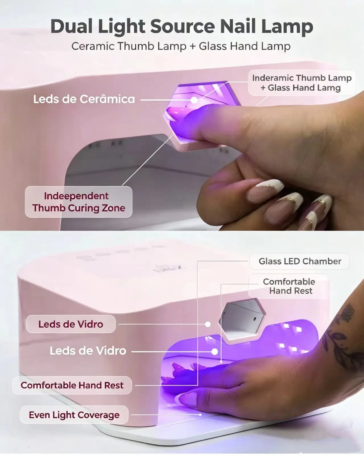 2-in-1 LED Nail Curing Lamp | Auto Sensor Full Hand & Toe Dryer LED Nail Curing Lamp QXL