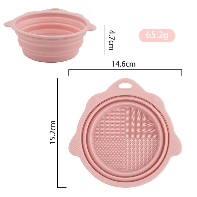 Foldable Silicone Makeup Brush Cleaning Bowl & Scrubber Brush Cleaning Bowl QXL
