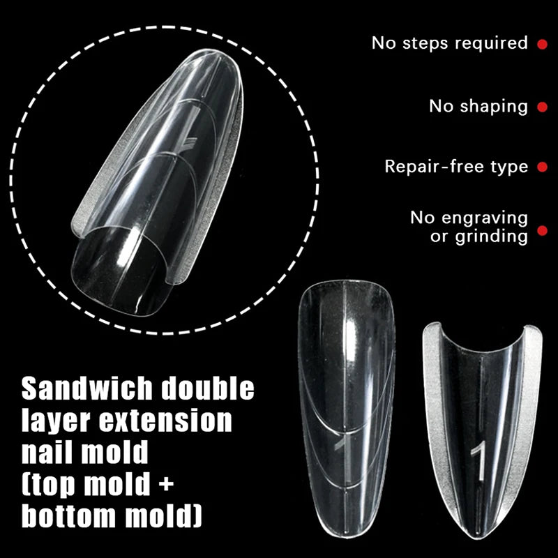 240-Pc Sandwich Dual Nail Forms | 15 Sizes Coffin & Almond Dual Nail Forms QXL