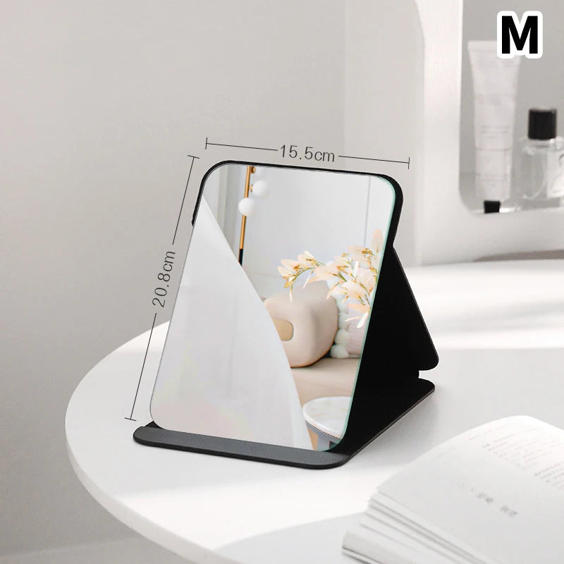 Foldable PU Leather Compact Makeup Mirror – Portable Black Compact Makeup Mirror QXL M