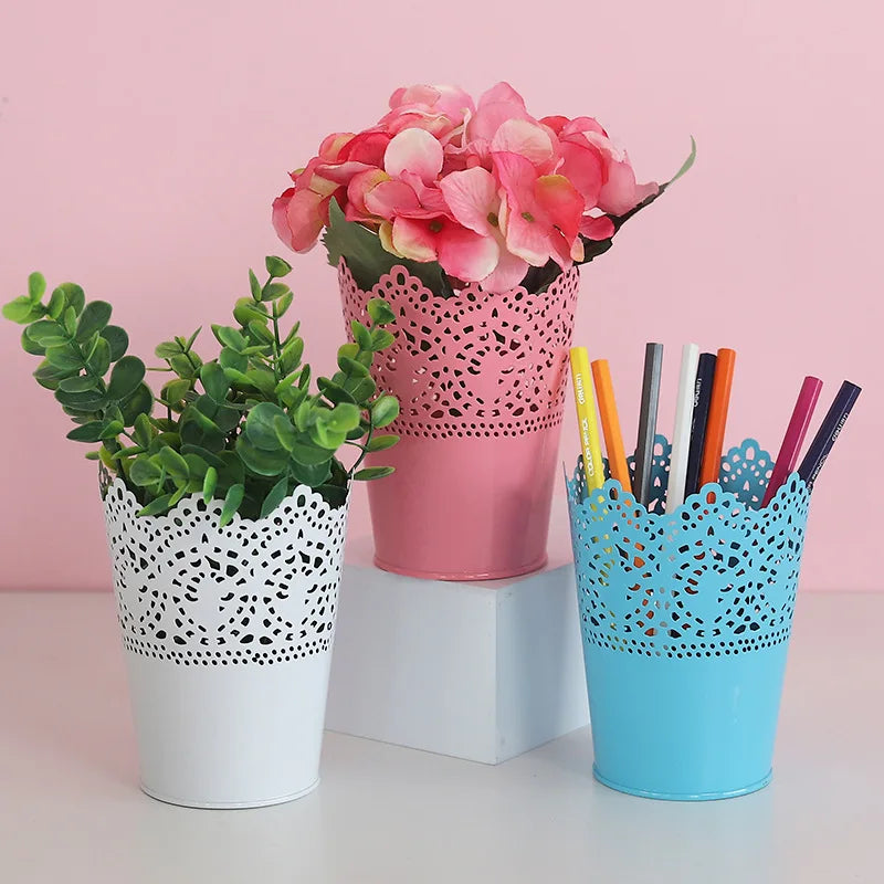 Hollow Iron Makeup Brush & Pen Holder – 2-Pack Desk Organizer Makeup Brush Holder QXL