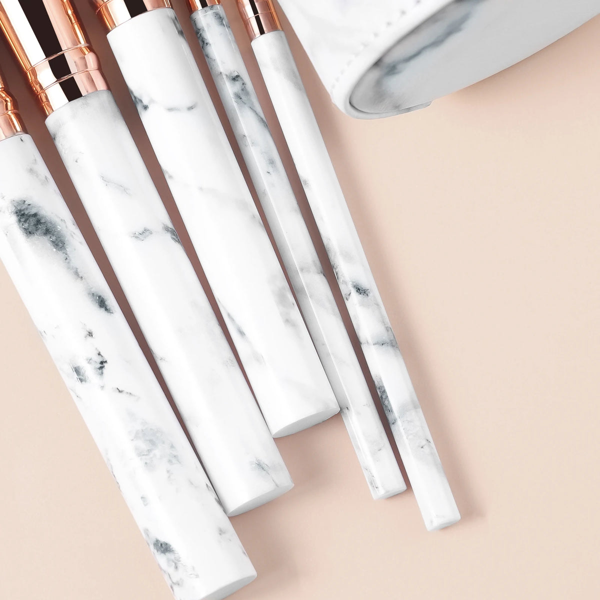 Ronshadow 10-Pc Marble Makeup Brush Set with Storage Bucket Makeup Brush Set QXL