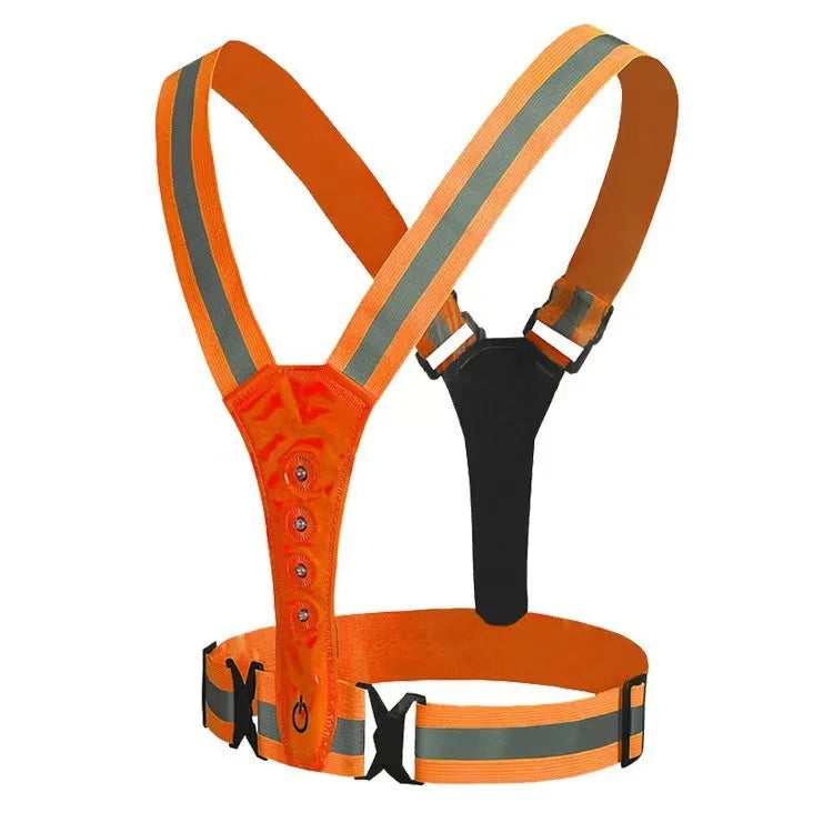 LED Reflective Running Vest | 8-Light Rechargeable High Visibility Reflective Safety Vest QXL