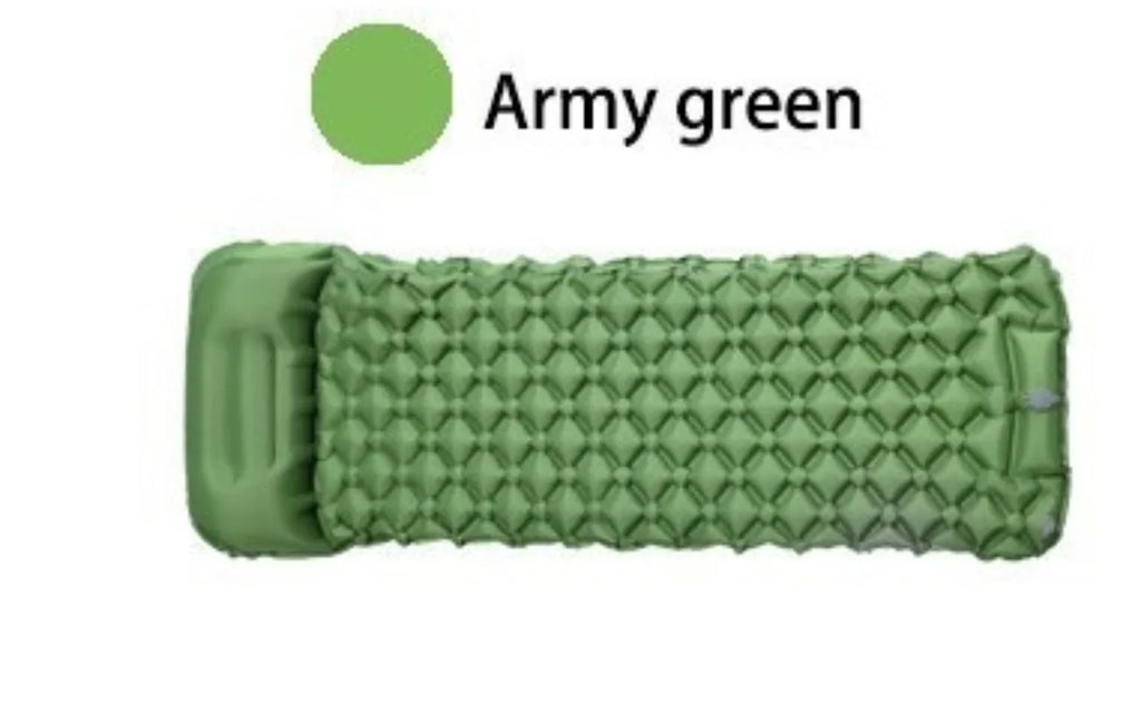 Camping Inflatable Sleeping Pad | Foot Pump & Pillow | TPU Inflatable Sleeping Pad QXL green