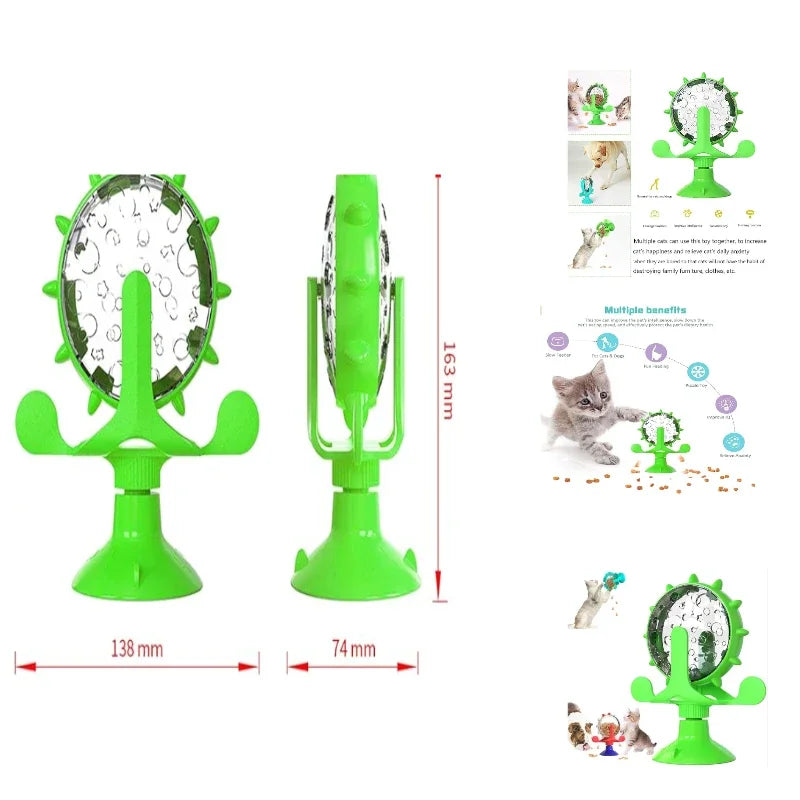 360° Rotating Windmill Pet Snack Dispenser & Slow Feeder Toy Pet Puzzle Feeder QXL