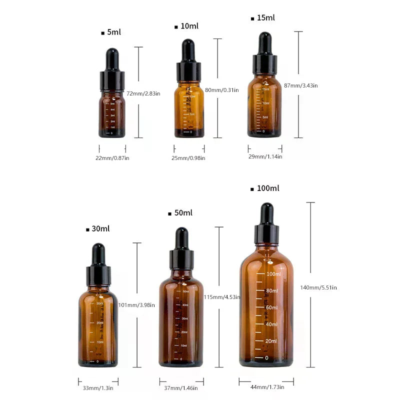 Amber Glass Dropper Bottles 5ml–100ml | UV-Protective Pipette Glass Dropper Bottle QXL