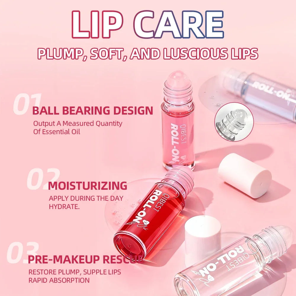 QIBEST 4-Pc Roll-On Lip Oil Set | Hydrating Clear Lip Gloss Roll-On Lip Oil Set QXL