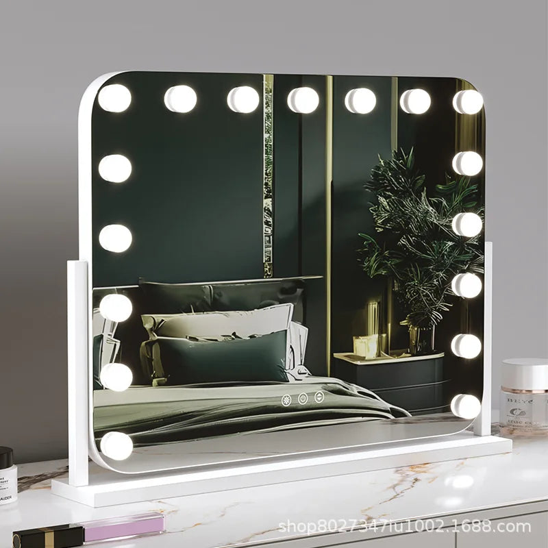 LED Lighted Makeup Mirror with Desk Stand | Large Vanity LED Vanity Mirror QXL