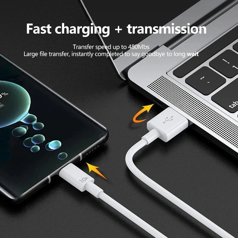 120W USB-A to USB-C Fast Charging Cable 10A | 1M & 2M USB-C Charging Cable QXL