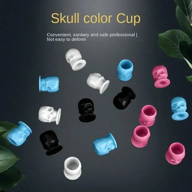 50-Pack Skull Disposable Tattoo Ink Cups | Pigment Holders Tattoo Ink Cups QXL