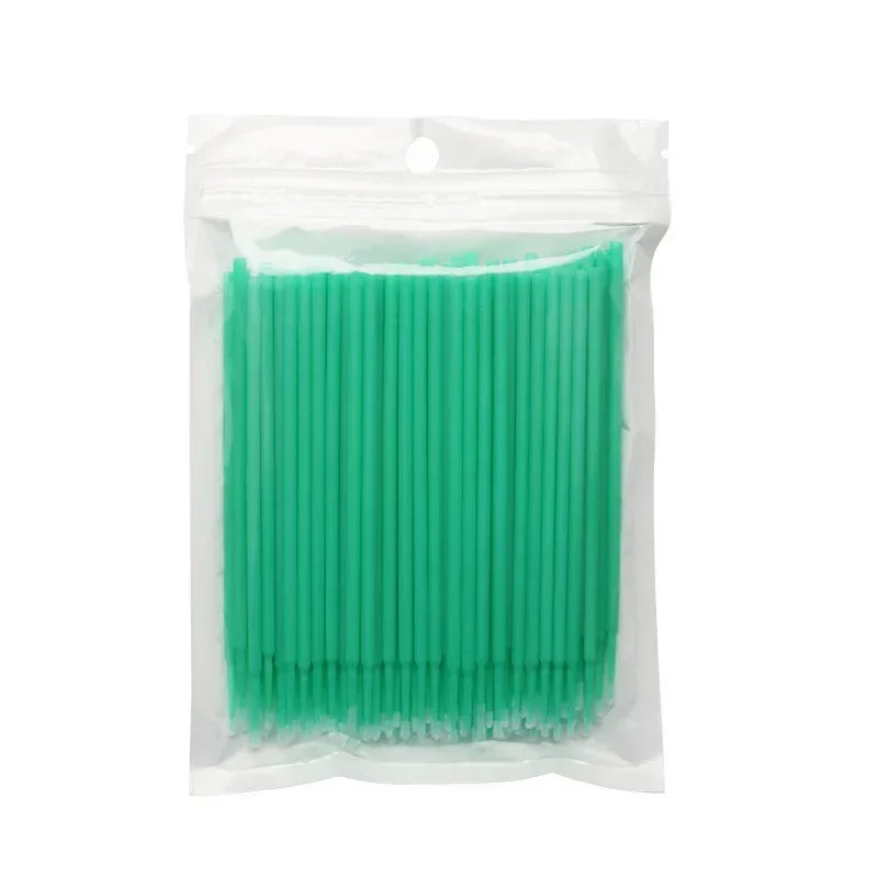 100-Pack Disposable Micro Brushes for Eyelash Extensions Disposable Micro Brushes QXL M94 Green