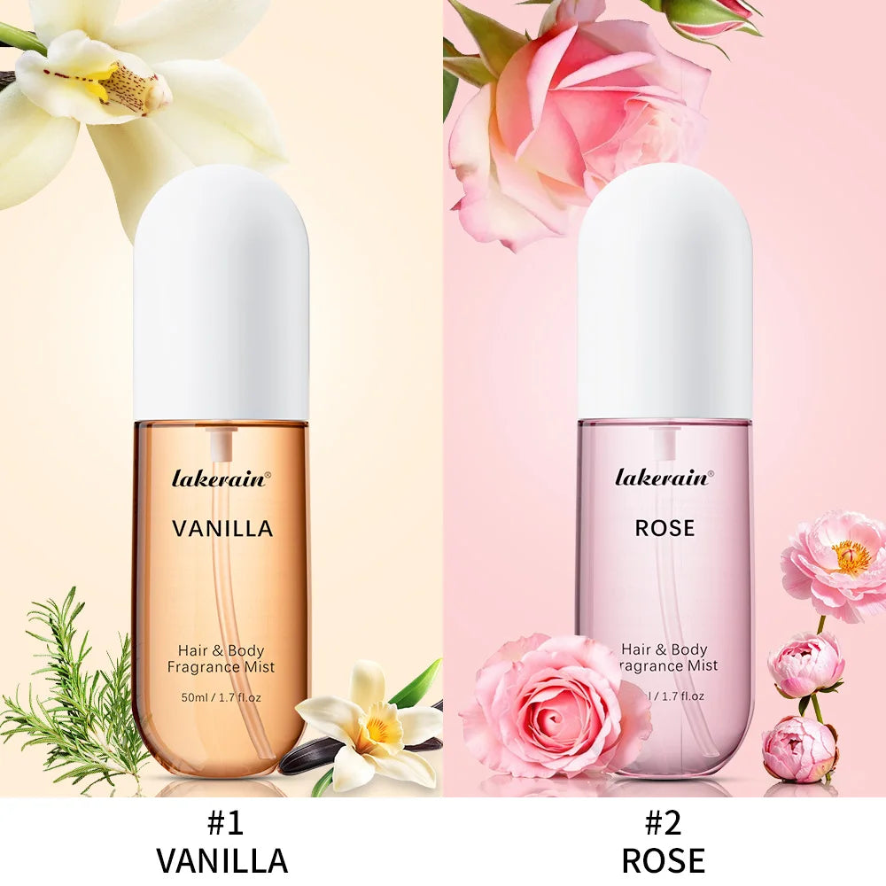 2-Pack Vanilla Rose Hair & Body Fragrance Mist | Travel Size Body Fragrance Mist QXL SET