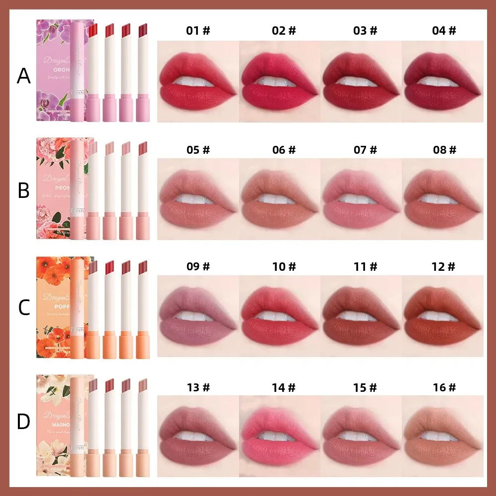 Dragon Ranee 4-Pc Velvet Matte Lipstick Set | Cigarette Design Matte Lipstick Set QXL
