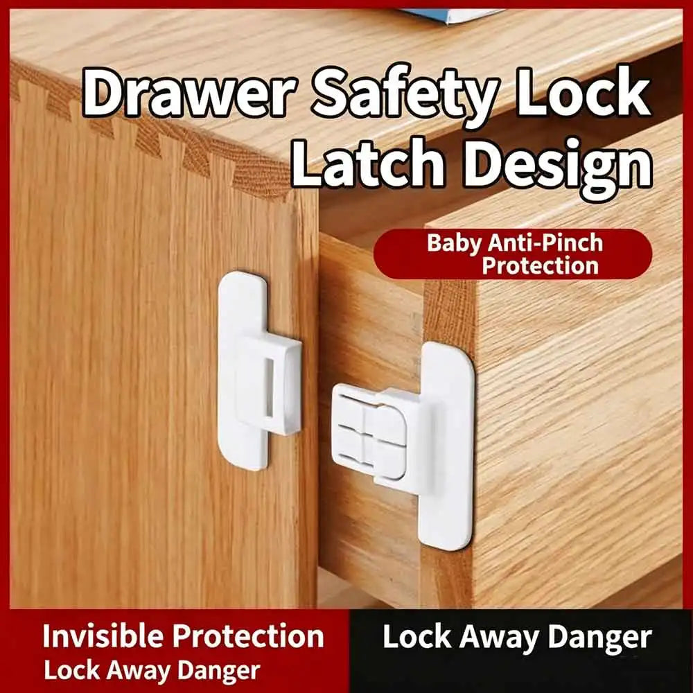 Baby Cabinet & Drawer Safety Locks – 4-Pack Anti-Pinch Buckle Baby Cabinet Lock QXL