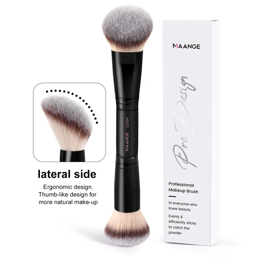 MAANGE Dual-Ended Foundation & Powder Brush | Synthetic Hair Dual-Ended Makeup Brush QXL