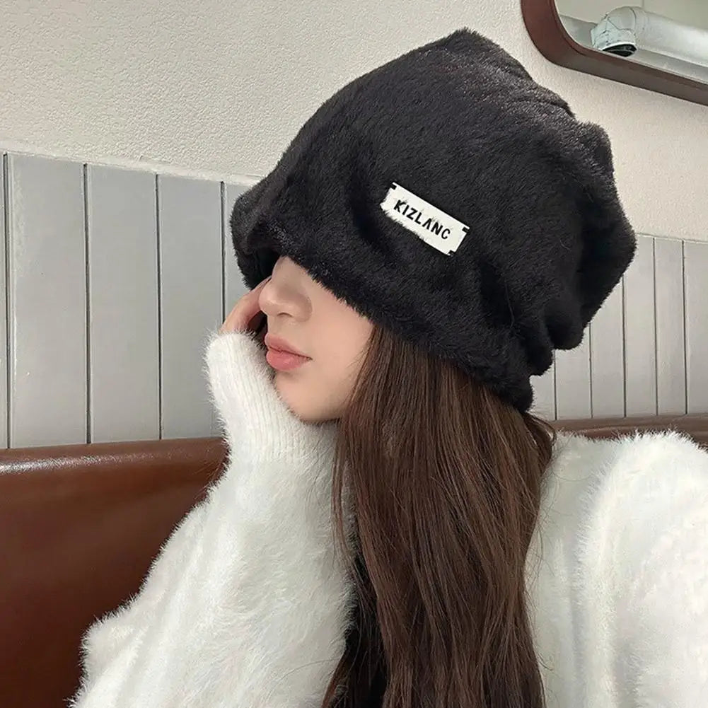 Rabbit Plush Beanie Hat | Unisex Warm Skullcap for Men & Women Plush Beanie Hat QXL