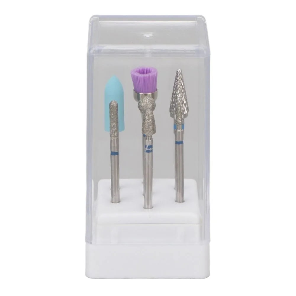 7-Pc Stainless Steel Nail Drill Bit Set | Gel & Acrylic Removal Nail Drill Bit Set QXL Light Grey