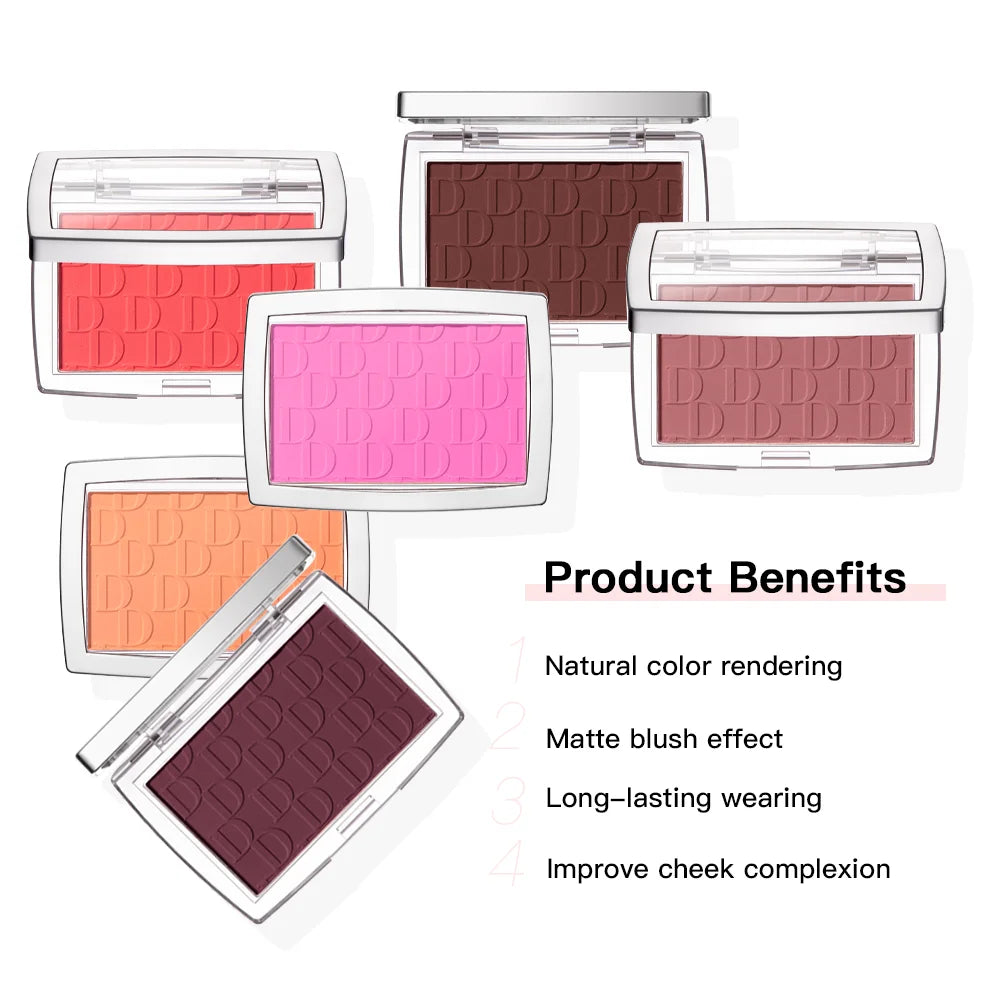 Matte Embossed Blush Palette & Brush Set | 6 Shades Blush Palette Set QXL