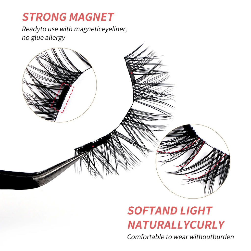MAGEFY 3-Pair Magnetic Eyelashes Set | Glue-Free & Reusable Magnetic False Lashes QXL